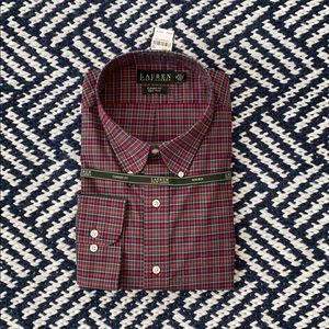 Ralph Lauren red green button down 18 Neck 34/35